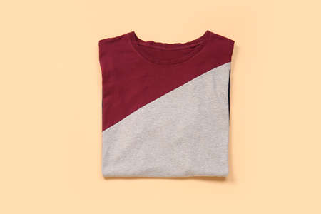Stylish t-shirt on color backgroundの写真素材