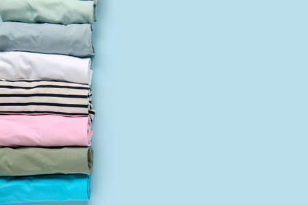 Stylish t-shirts on color backgroundの写真素材