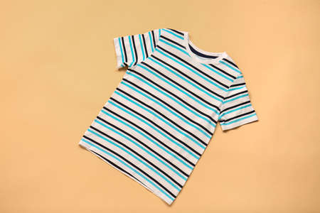 Stylish t-shirt on color backgroundの写真素材