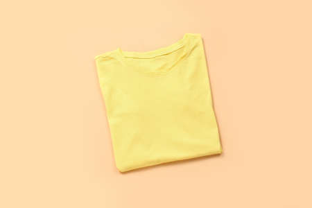 Stylish t-shirt on color backgroundの写真素材