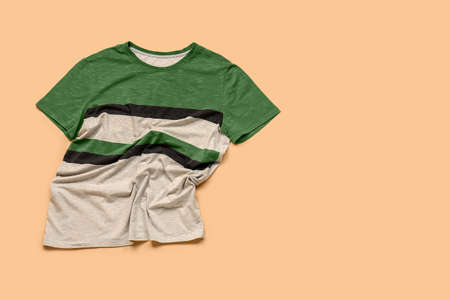 Stylish t-shirt on color backgroundの写真素材