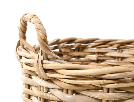 Wicker basket on white background, closeupの写真素材