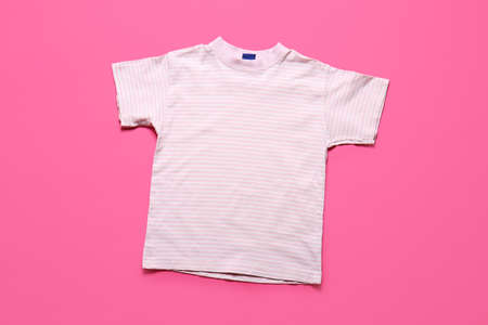 Stylish t-shirt on color background