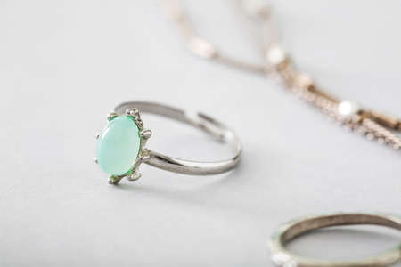 Beautiful ring on light backgroundの写真素材