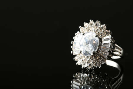 Beautiful jewelry on dark backgroundの写真素材