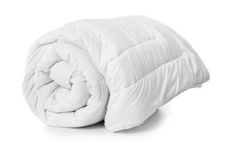 Soft warm blanket on white backgroundの写真素材