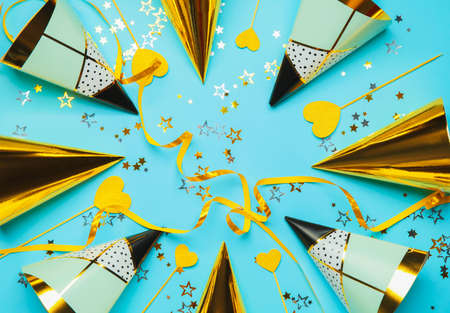 Birthday composition on color background