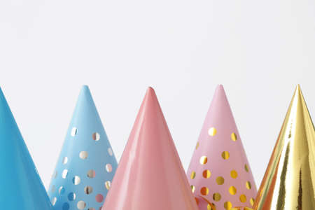 Party hats on white backgroundの写真素材