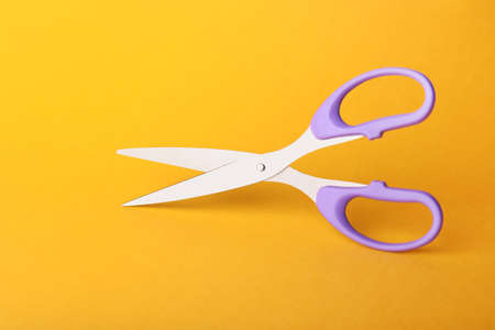 Scissors for paper on color backgroundの写真素材