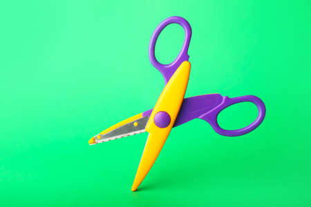 Scissors for paper on color backgroundの写真素材