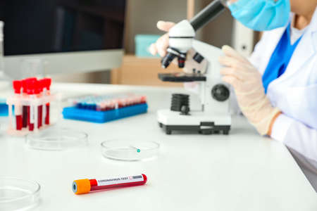 Doctor working in laboratory. Concept of virus epidemic