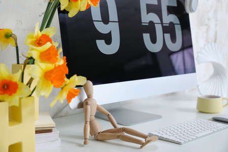 Modern workplace with computer and stylish decor