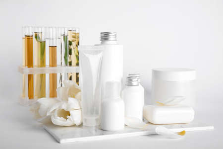 Natural cosmetics on light background