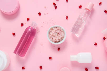 Natural cosmetics on color backgroundの写真素材