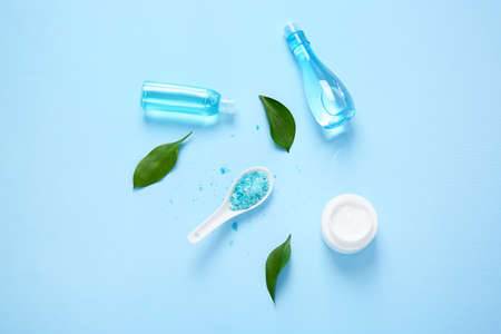 Natural cosmetics on color backgroundの写真素材