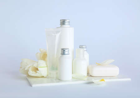 Natural cosmetics on light backgroundの写真素材