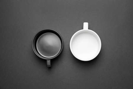 Empty cups on dark backgroundの写真素材