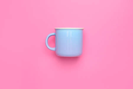 Blank cup on color backgroundの写真素材