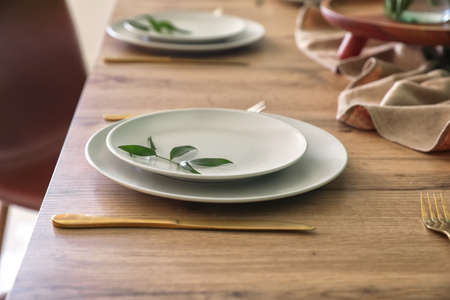 Served table in modern dining room