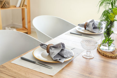 Served table in modern dining room