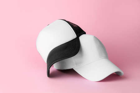 Blank caps on color backgroundの写真素材