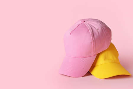 Blank caps on color backgroundの写真素材