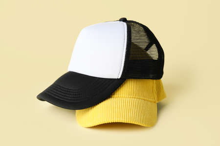 Blank caps on color backgroundの写真素材