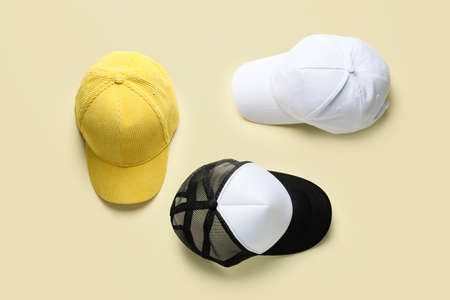 Blank caps on color background