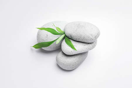 Spa stones on white backgroundの写真素材