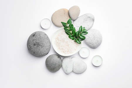 Beautiful spa composition on white backgroundの写真素材