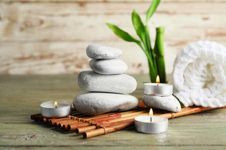 Beautiful spa composition on wooden backgroundの写真素材