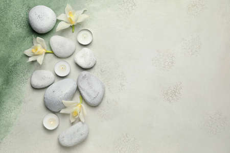 Beautiful spa composition on light backgroundの写真素材