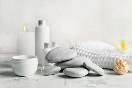 Beautiful spa composition on light backgroundの写真素材