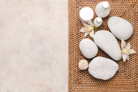 Beautiful spa composition on light backgroundの写真素材