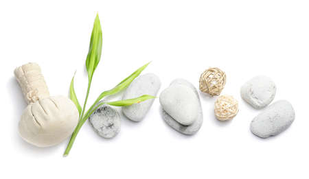 Beautiful spa composition on white backgroundの写真素材