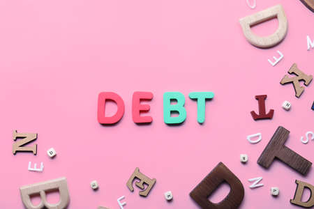 Word DEBT on color backgroundの写真素材