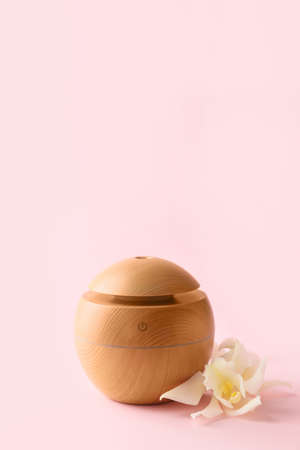 Aroma oil diffuser on color backgroundの写真素材