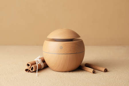 Aroma oil diffuser on color backgroundの写真素材