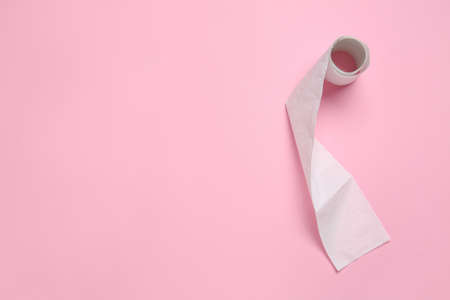 Toilet paper on color backgroundの写真素材