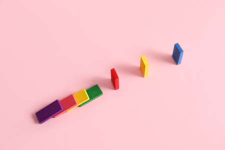 Blocks on color background. Concept of social distance