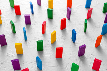 Blocks on white background. Concept of social distanceの写真素材