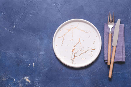 Simple table setting on color backgroundの写真素材