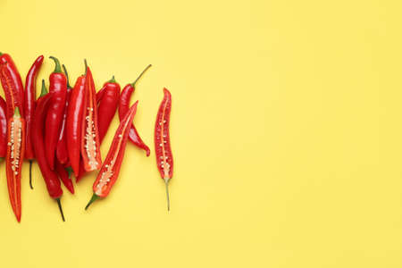 Hot chili pepper on color background