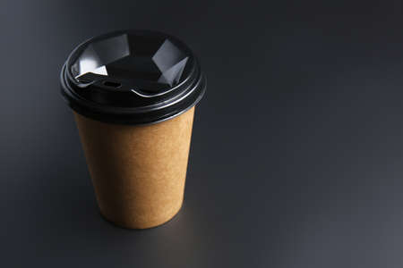 Takeaway cup for drink on dark backgroundの写真素材