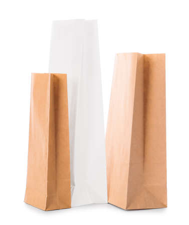 Paper bags on white backgroundの写真素材
