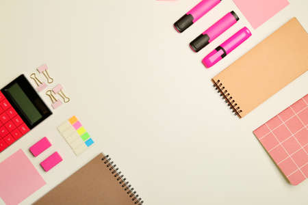 Set of stationery on light background