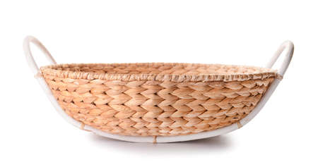 Wicker basket on white backgroundの写真素材
