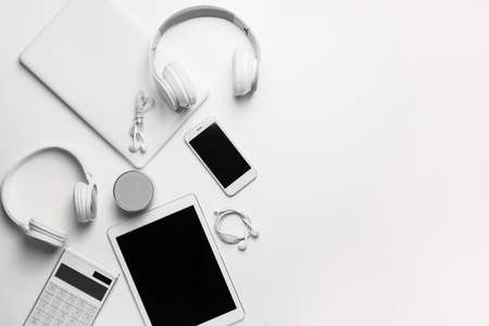 Different modern devices on white backgroundの写真素材