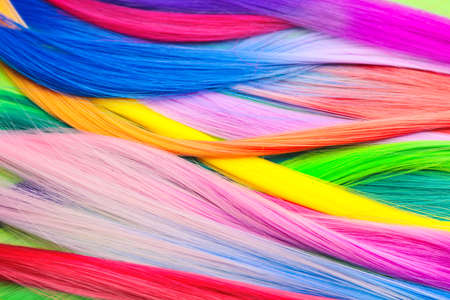 Colorful hair strands as backgroundの写真素材
