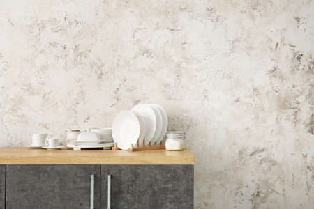 Set of utensils on kitchen counterの写真素材